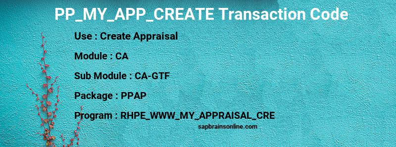 SAP PP_MY_APP_CREATE transaction code