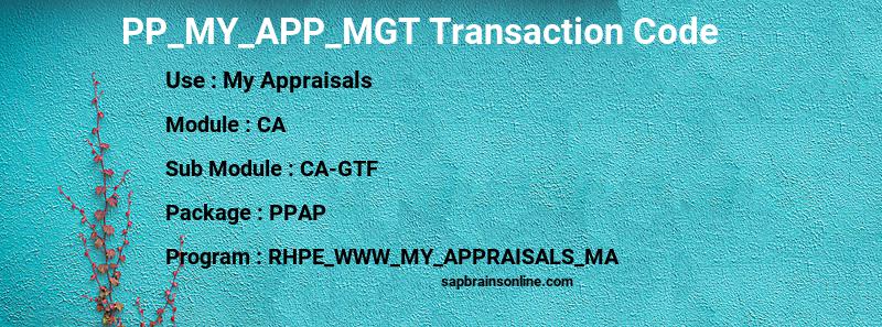 SAP PP_MY_APP_MGT transaction code