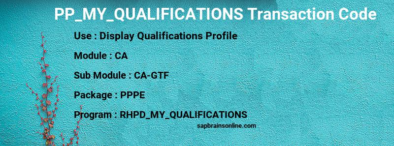 SAP PP_MY_QUALIFICATIONS transaction code