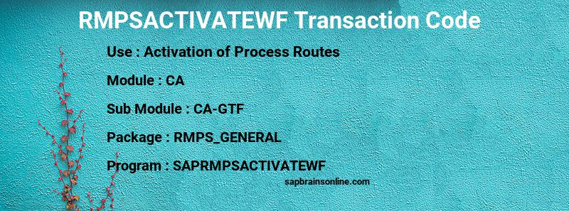 SAP RMPSACTIVATEWF transaction code