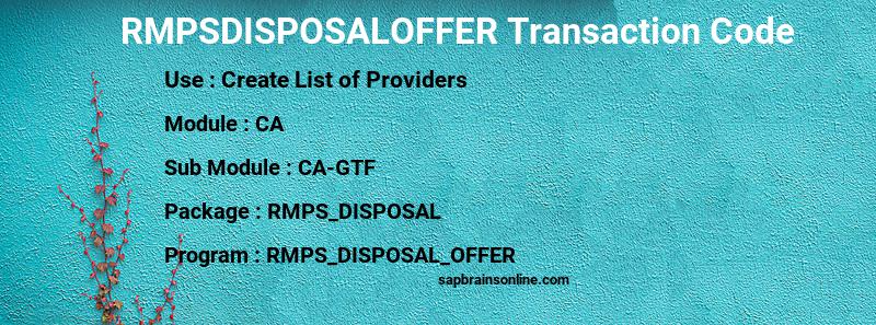 SAP RMPSDISPOSALOFFER transaction code