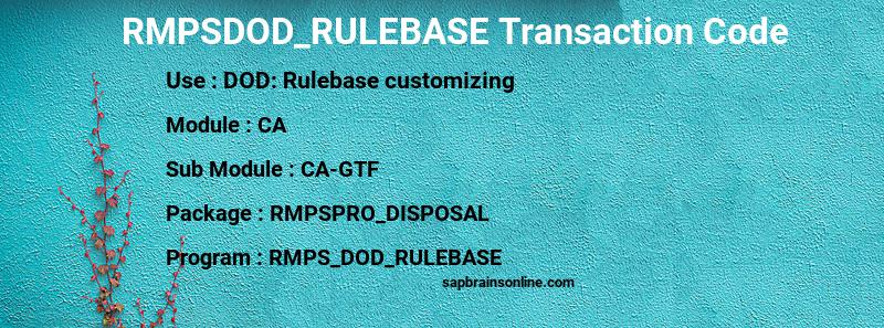 SAP RMPSDOD_RULEBASE transaction code