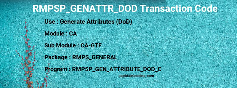 SAP RMPSP_GENATTR_DOD transaction code
