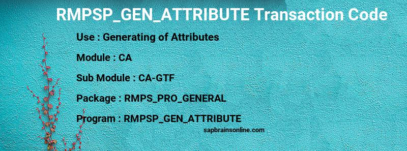 SAP RMPSP_GEN_ATTRIBUTE transaction code