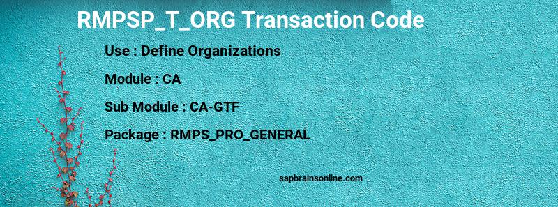 SAP RMPSP_T_ORG transaction code