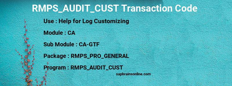 SAP RMPS_AUDIT_CUST transaction code