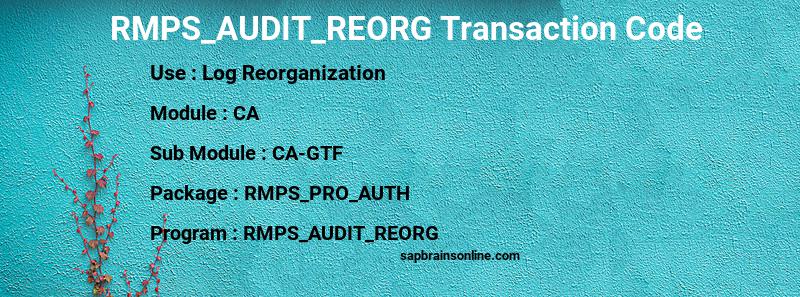 SAP RMPS_AUDIT_REORG transaction code