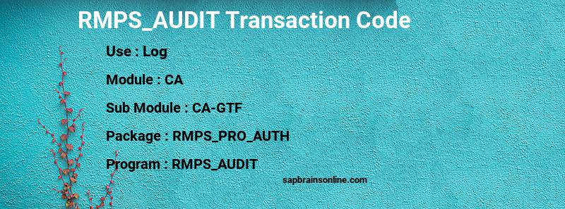 SAP RMPS_AUDIT transaction code