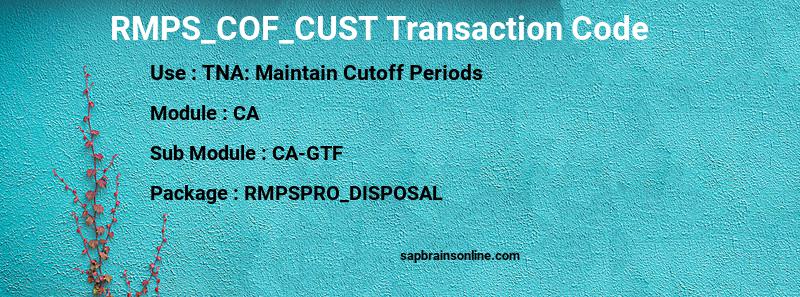 SAP RMPS_COF_CUST transaction code