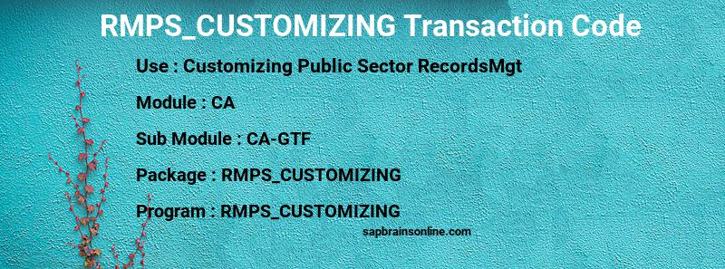 SAP RMPS_CUSTOMIZING transaction code
