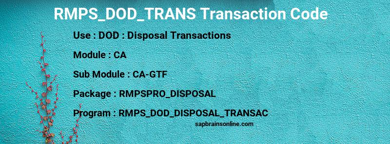SAP RMPS_DOD_TRANS transaction code