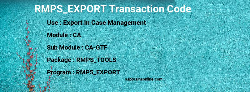 SAP RMPS_EXPORT transaction code