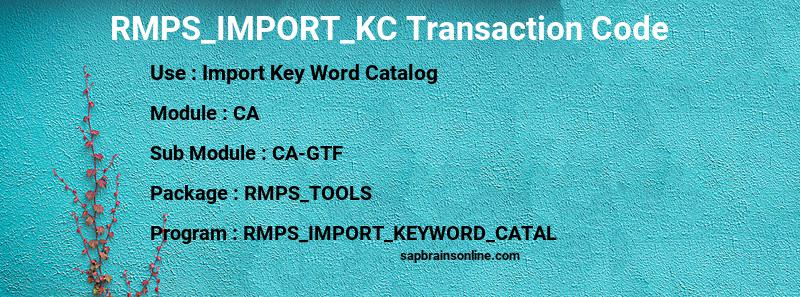 SAP RMPS_IMPORT_KC transaction code
