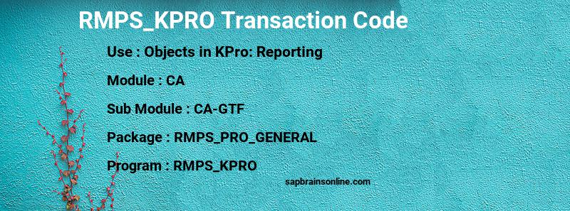 SAP RMPS_KPRO transaction code