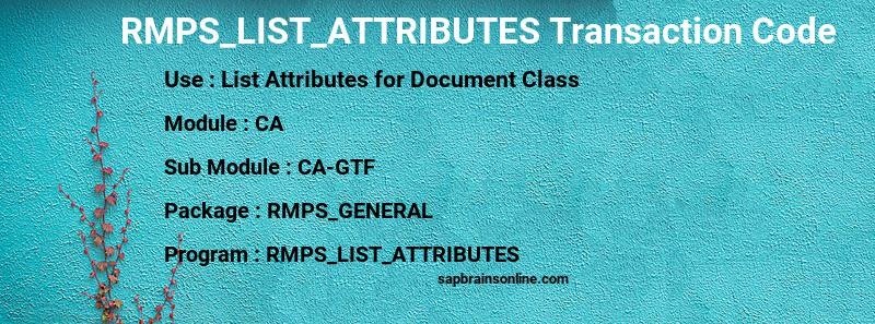 SAP RMPS_LIST_ATTRIBUTES transaction code