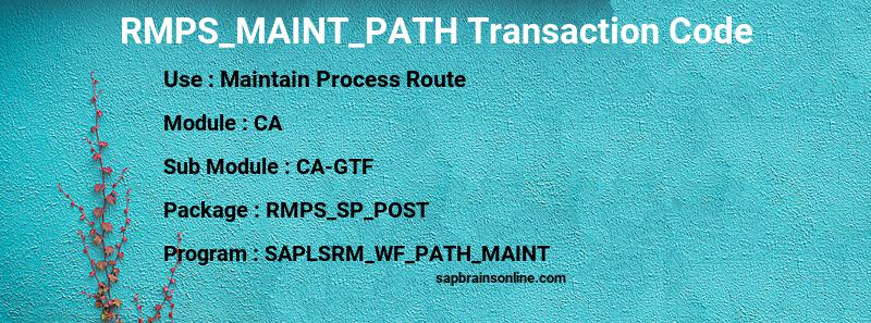 SAP RMPS_MAINT_PATH transaction code