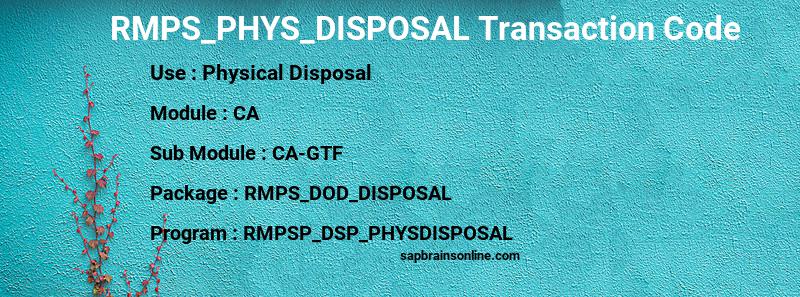 SAP RMPS_PHYS_DISPOSAL transaction code