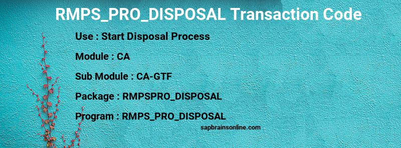SAP RMPS_PRO_DISPOSAL transaction code
