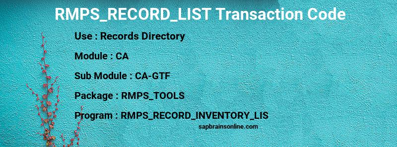 SAP RMPS_RECORD_LIST transaction code