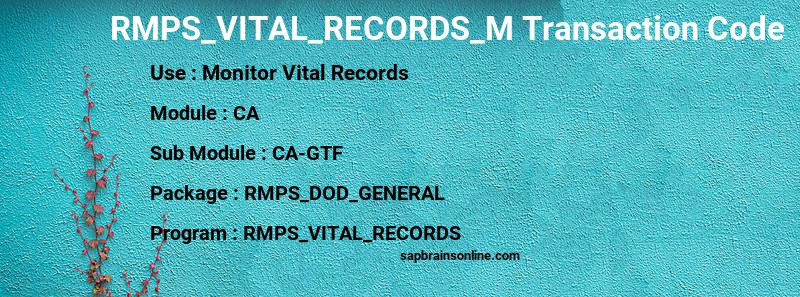 SAP RMPS_VITAL_RECORDS_M transaction code