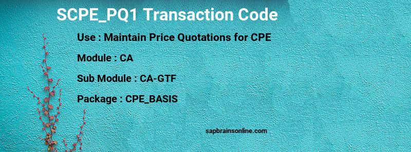 SAP SCPE_PQ1 transaction code