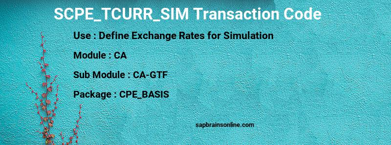 SAP SCPE_TCURR_SIM transaction code