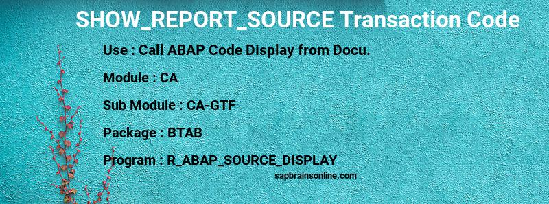 SAP SHOW_REPORT_SOURCE transaction code