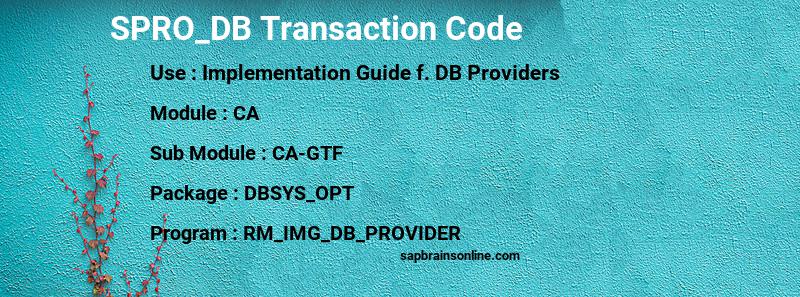 SAP SPRO_DB transaction code