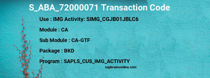 SAP S_ABA_72000071 transaction code