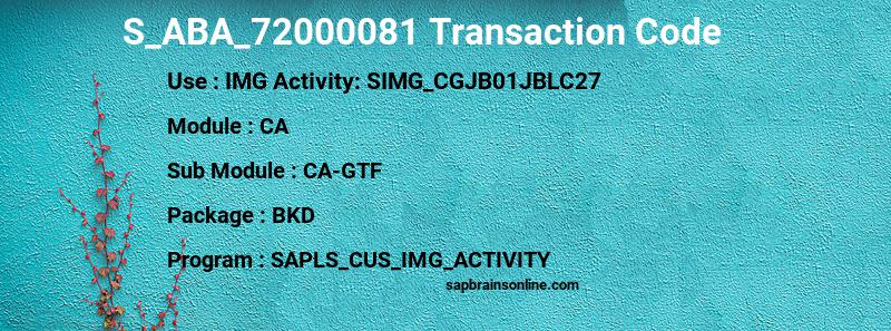 SAP S_ABA_72000081 transaction code