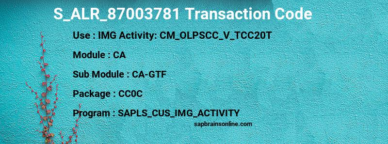 SAP S_ALR_87003781 transaction code