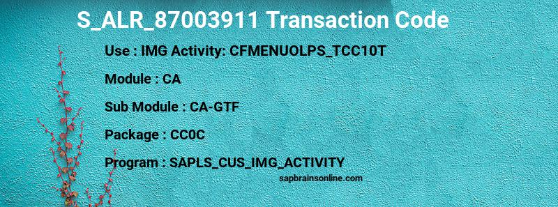 SAP S_ALR_87003911 transaction code