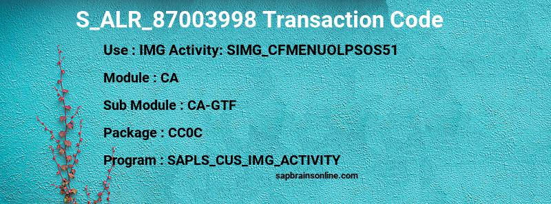 SAP S_ALR_87003998 transaction code
