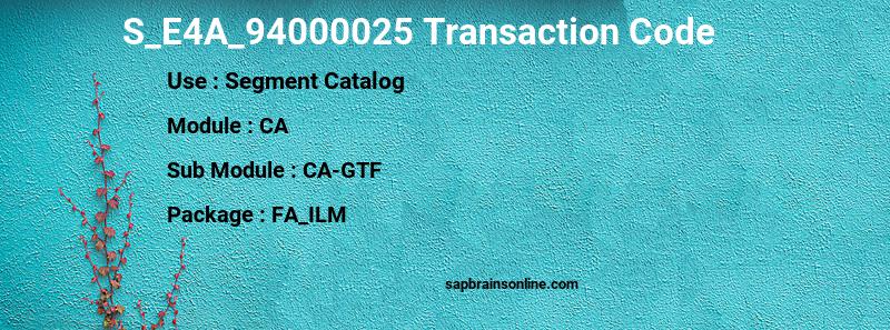 SAP S_E4A_94000025 transaction code