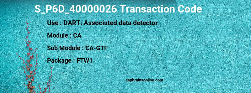 SAP S_P6D_40000026 transaction code