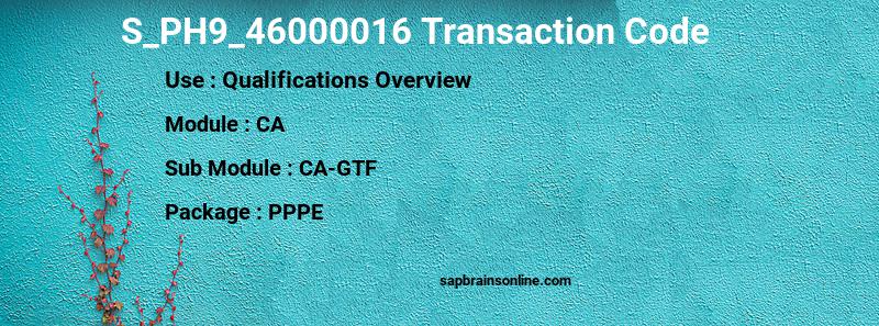 SAP S_PH9_46000016 transaction code