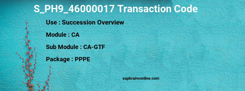 SAP S_PH9_46000017 transaction code