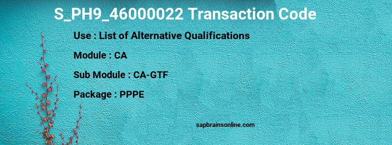 SAP S_PH9_46000022 transaction code