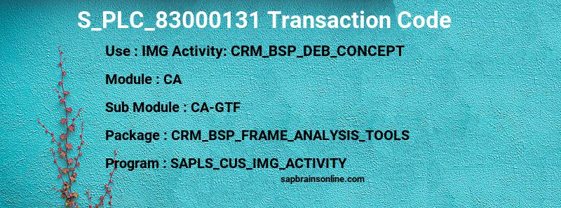 SAP S_PLC_83000131 transaction code