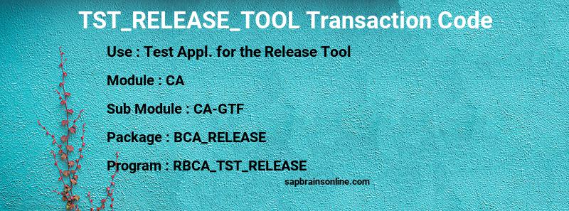 SAP TST_RELEASE_TOOL transaction code