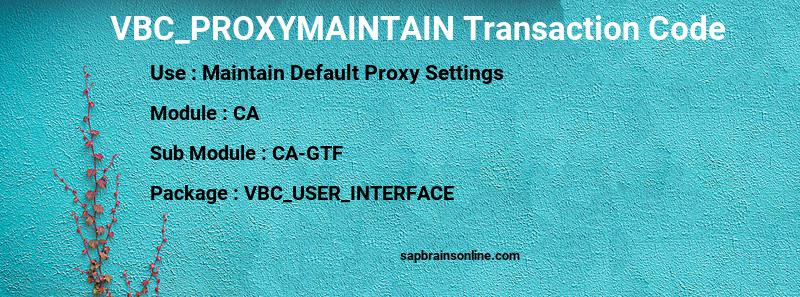 SAP VBC_PROXYMAINTAIN transaction code