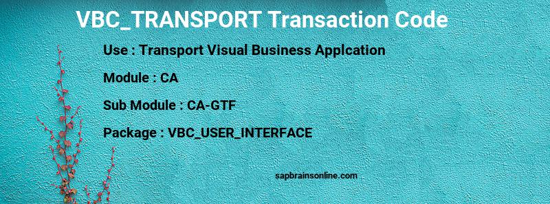 SAP VBC_TRANSPORT transaction code