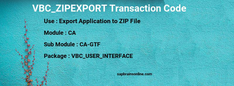 SAP VBC_ZIPEXPORT transaction code