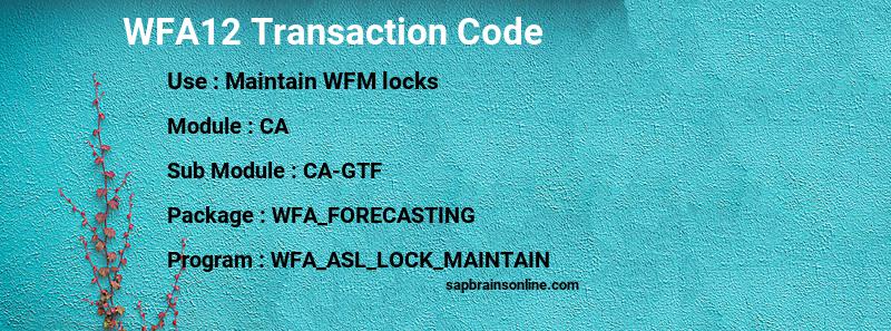 SAP WFA12 transaction code