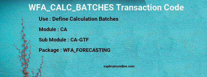 SAP WFA_CALC_BATCHES transaction code