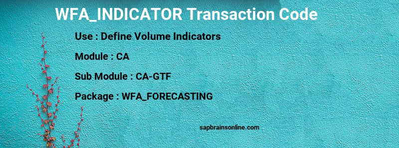 SAP WFA_INDICATOR transaction code