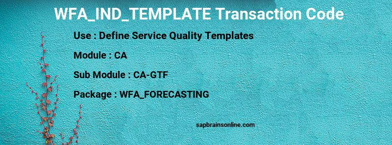 SAP WFA_IND_TEMPLATE transaction code