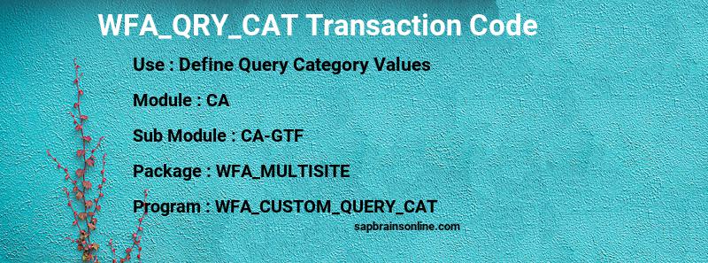 SAP WFA_QRY_CAT transaction code