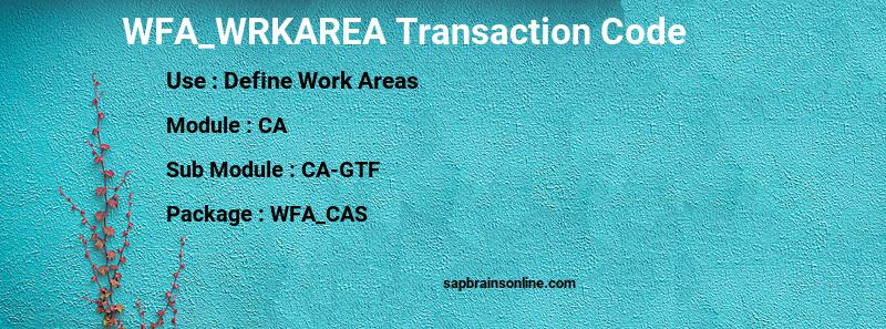 SAP WFA_WRKAREA transaction code
