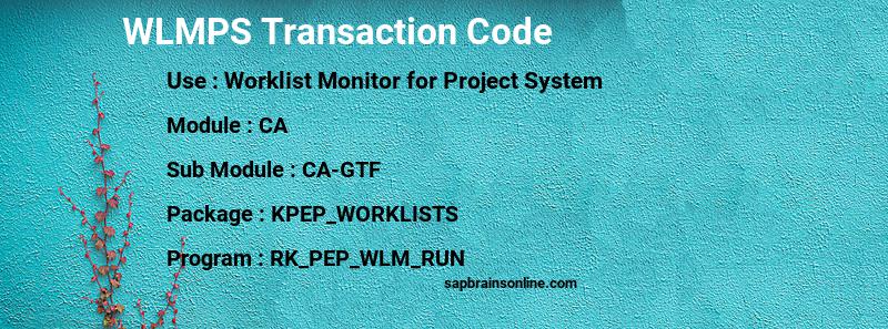 SAP WLMPS transaction code